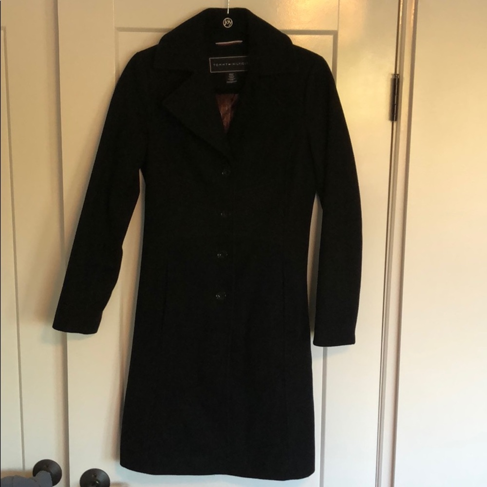 Tommy Hilfiger Black Wool Coat